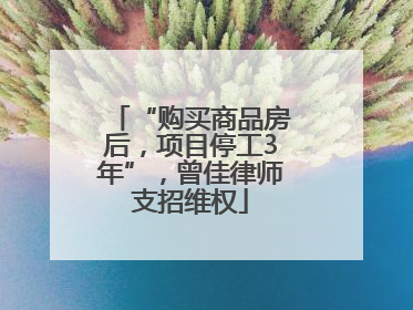 “购买商品房后，项目停工3年”，曾佳律师支招维权