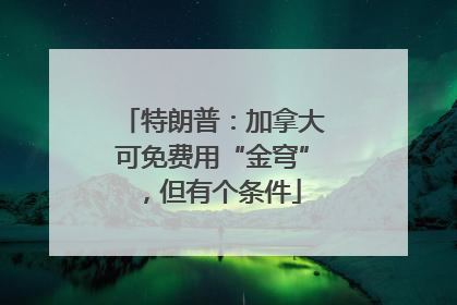 特朗普：加拿大可免费用“金穹”，但有个条件