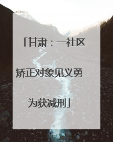 甘肃：一社区矫正对象见义勇为获减刑