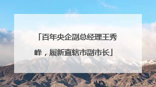 百年央企副总经理王秀峰，履新直辖市副市长