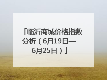 临沂商城价格指数分析（6月19日—6月25日）