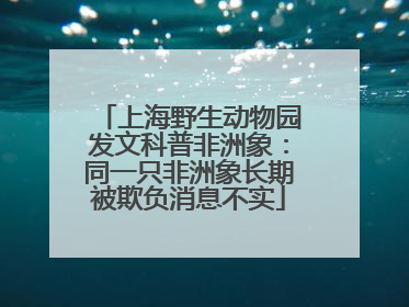 上海野生动物园发文科普非洲象：同一只非洲象长期被欺负消息不实