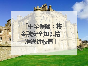 中华保险：将金融安全知识精准送进校园