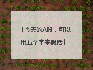 今天的A股，可以用五个字来概括