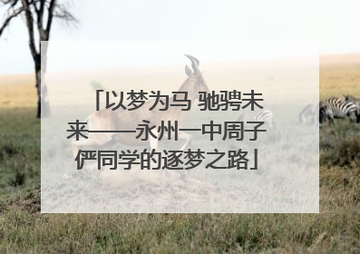 以梦为马 驰骋未来——永州一中周子俨同学的逐梦之路