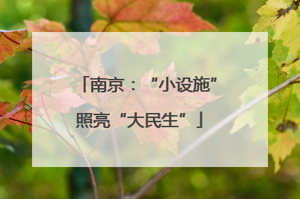 南京：“小设施”照亮“大民生”