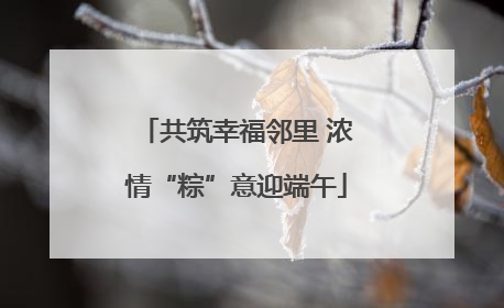 共筑幸福邻里 浓情“粽”意迎端午