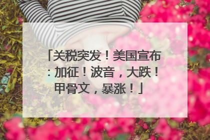 关税突发！美国宣布：加征！波音，大跌！甲骨文，暴涨！