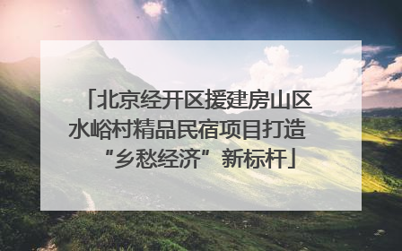 北京经开区援建房山区水峪村精品民宿项目打造“乡愁经济”新标杆