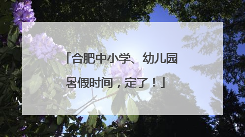 合肥中小学、幼儿园暑假时间，定了！