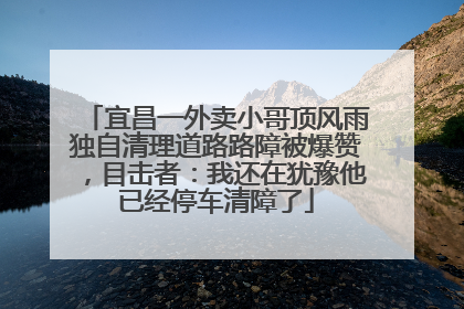 宜昌一外卖小哥顶风雨独自清理道路路障被爆赞，目击者：我还在犹豫他已经停车清障了