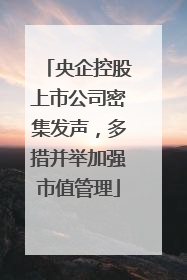 央企控股上市公司密集发声，多措并举加强市值管理