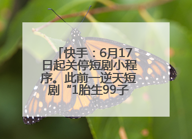 快手：6月17日起关停短剧小程序。此前一逆天短剧“1胎生99子”被全网下架