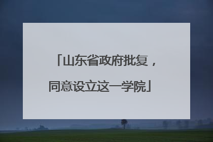 山东省政府批复，同意设立这一学院