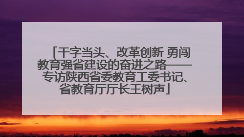 干字当头、改革创新 勇闯教育强省建设的奋进之路——专访陕西省委教育工委书记、省教育厅厅长王树声