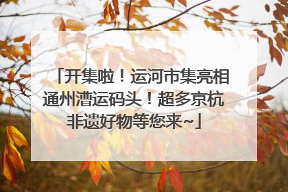 开集啦！运河市集亮相通州漕运码头！超多京杭非遗好物等您来~
