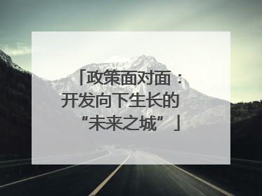 政策面对面：开发向下生长的“未来之城”