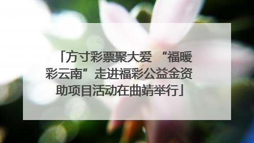 方寸彩票聚大爱 “福暖彩云南”走进福彩公益金资助项目活动在曲靖举行