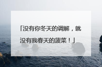 没有你冬天的调解，就没有我春天的菠菜！