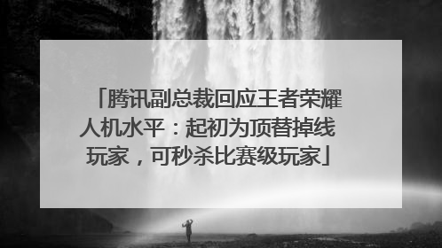 腾讯副总裁回应王者荣耀人机水平：起初为顶替掉线玩家，可秒杀比赛级玩家