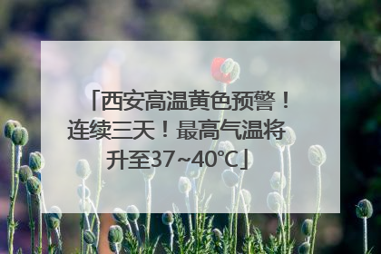 西安高温黄色预警！连续三天！最高气温将升至37~40℃