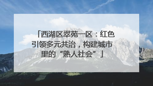 西湖区翠苑一区：红色引领多元共治，构建城市里的“熟人社会”