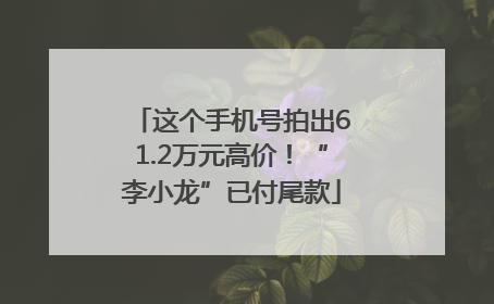 这个手机号拍出61.2万元高价！“李小龙”已付尾款