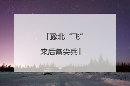 豫北“飞”来后备尖兵