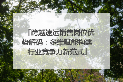 跨越速运销售岗位优势解码：多维赋能构建行业竞争力新范式