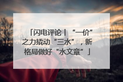 闪电评论丨“一价”之力撬动“三水”，新格局做好“水文章”