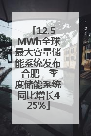 12.5MWh全球最大容量储能系统发布 合肥一季度储能系统同比增长425%
