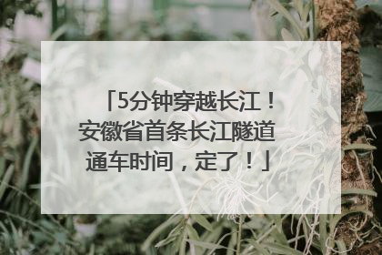 5分钟穿越长江！安徽省首条长江隧道通车时间，定了！