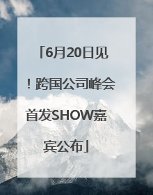 6月20日见！跨国公司峰会首发SHOW嘉宾公布